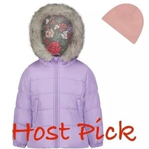 Winter Coat 2T Weather Tamer Lilac Jacket Fleece‎ Beanie NWT